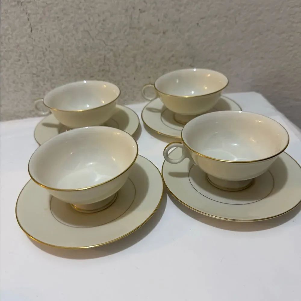 Set of 4 Theodore Havilland Gramercy Tea Cup & Saucer